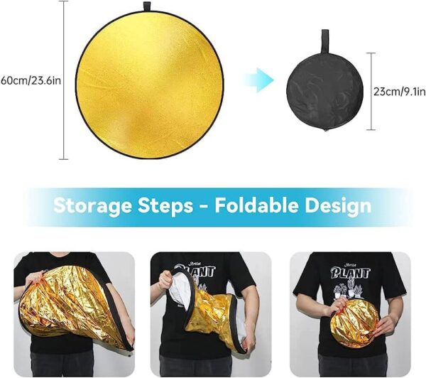 ⁦Generic Reflector 5in1 Circle 80cm Black Silver White Gold and diffuser⁩ - الصورة ⁦4⁩