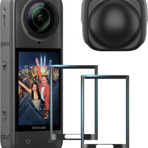 Screen Protector and Lens Cap Combo for Insta360 X5 Accessories - Insta 360 X5 Tempered Glass Film Screen Cover - 2Pack and Silicone Lens Guards Protective Case Bundle Kit