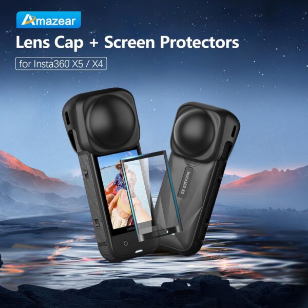 Screen Protector and Lens Cap Combo for Insta360 X5 Accessories - Insta 360 X5 Tempered Glass Film Screen Cover - 2Pack and Silicone Lens Guards Protective Case Bundle Kit - Image 2