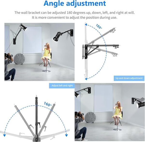 NEEWER Wall Mounted Boom Arm with Triangle Base - Image 3
