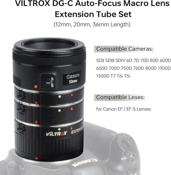 VILTROX DG-C AF Macro Extension Tube Set for Canon EOS EF & EF-S Mount - Image 5