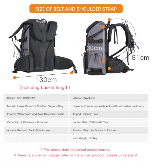 K&F Concept Camera Backpack for Professionals Photographers KF13.107 - Image 3