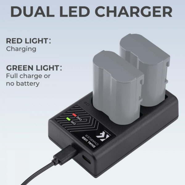 K&F EN EL15 NEL15A EN EL15B Battery Charger Dual Slot Quick Charger for Nikon KF28.0006 - Image 3