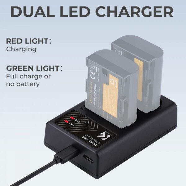 ⁦K&F concept Battery Charger Dual Slot Quick Charger for Canon KF28.0007⁩ - الصورة ⁦2⁩