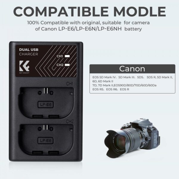 ⁦K&F concept Battery Charger Dual Slot Quick Charger for Canon KF28.0007⁩ - الصورة ⁦6⁩