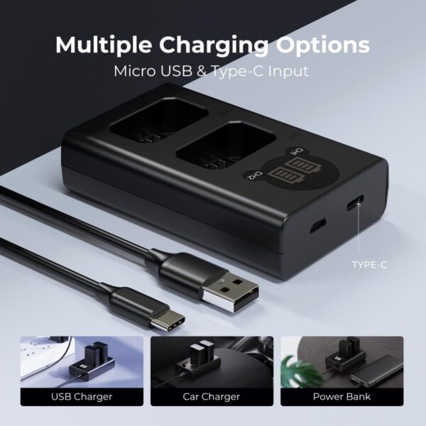 K&F Concept NP FW50 Battery Charger with LCD Screen for Sony KF28.0009V1 - Image 4