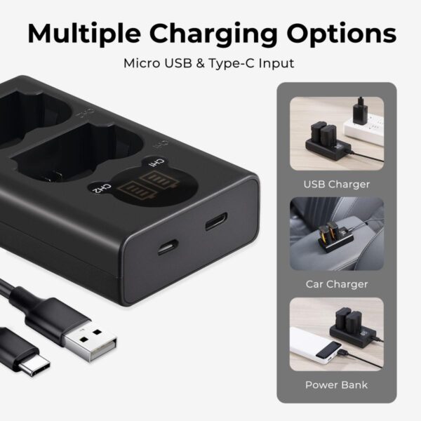 K&F Concept 2200mAh NP W235 Battery and Charger for Fujifilm X T5 X S20 X H2 X H2S GFX 100S GFX 50S II XT4 2 Pack Battery - Image 2