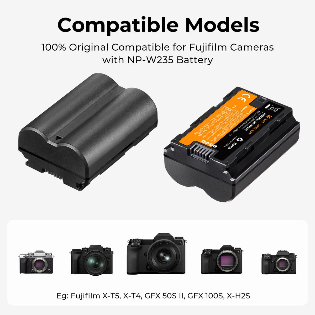 K&F Concept 2200mAh NP-W235 Battery and Charger for Fujifilm - الصورة 6