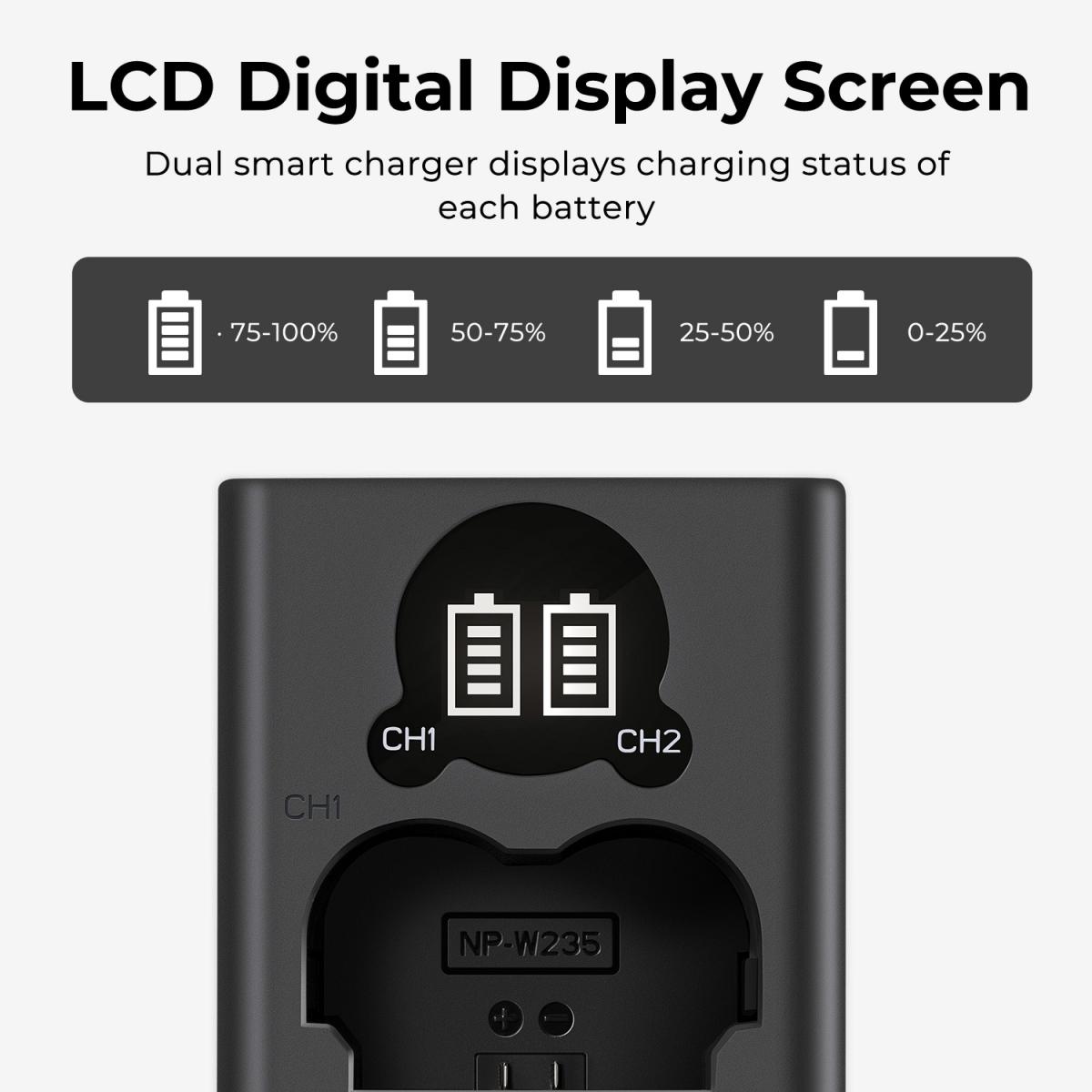 K&F Concept 2200mAh NP-W235 Battery and Charger for Fujifilm - الصورة 5