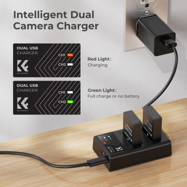 K&F Concept LPE12 Battery and Charger Set with Dual Slot Charger for Canon KF28.0029 - Image 2