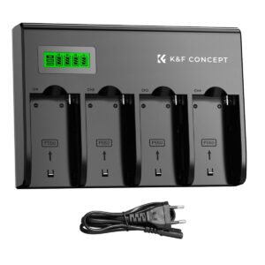 K&F Concept 4-Channel NP F Battery Charger with LCD Display for Sony NP F970 NP F960 NP F950 NP F930 NP F770 NP F750, NP F570 NP F550 Camera Camcorder Battery Euro Plug