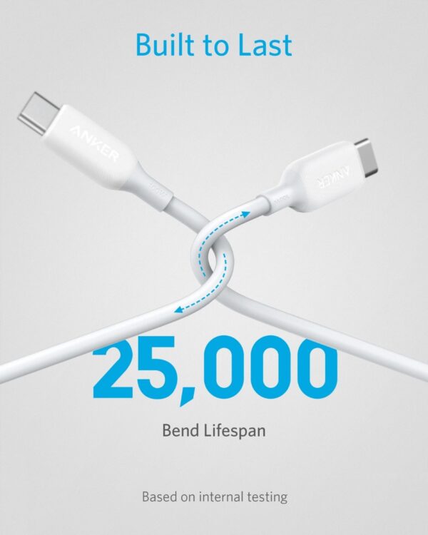⁦Anker PowerLine III USB-C to USB-C 100W 6ft - White⁩ - الصورة ⁦3⁩