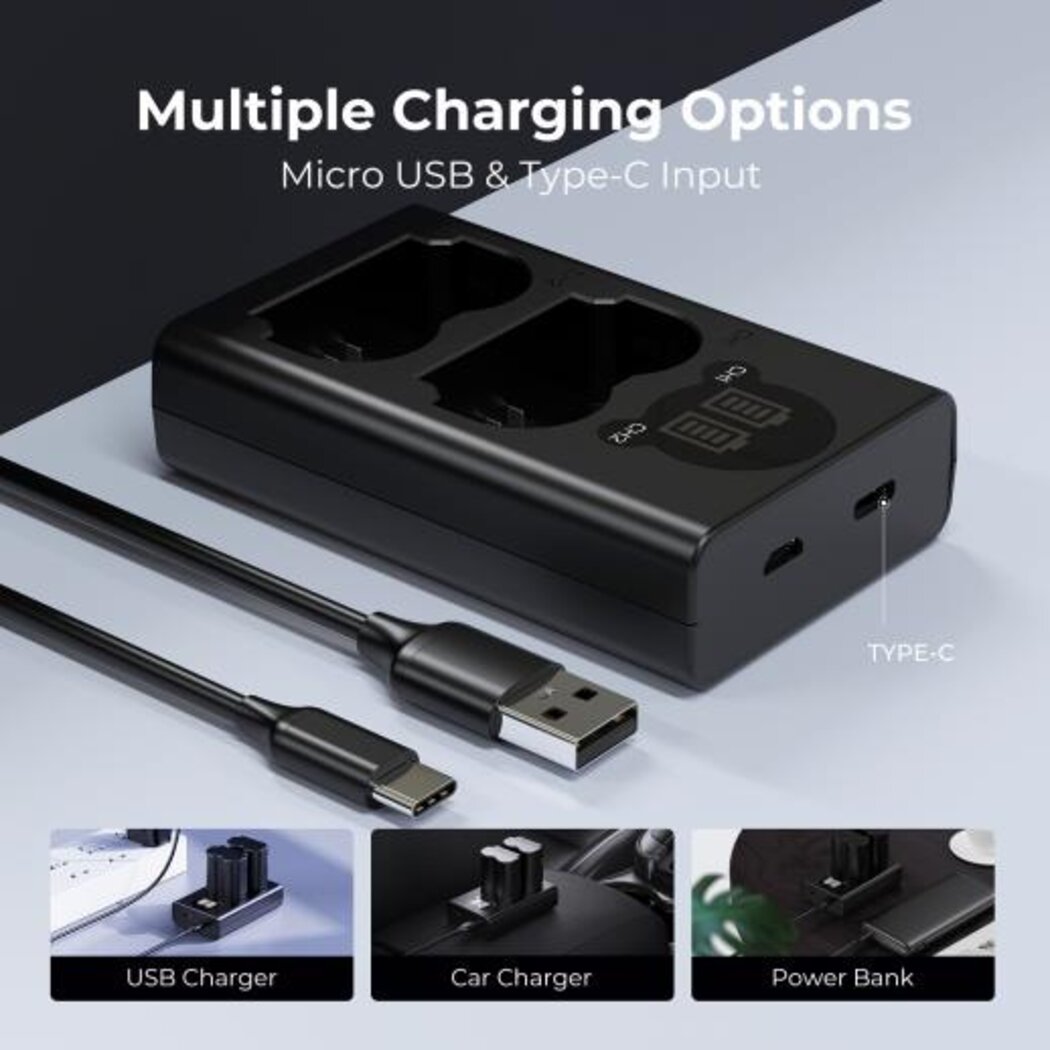 K&F Concept Dual Battery Charger NP-W235 - الصورة 4