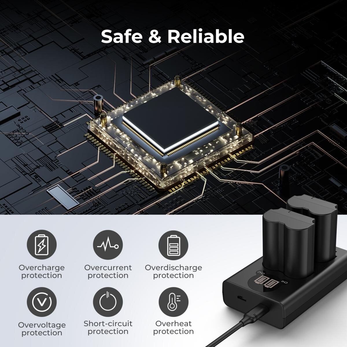 K&F Concept Dual Battery Charger NP-W235 - الصورة 5