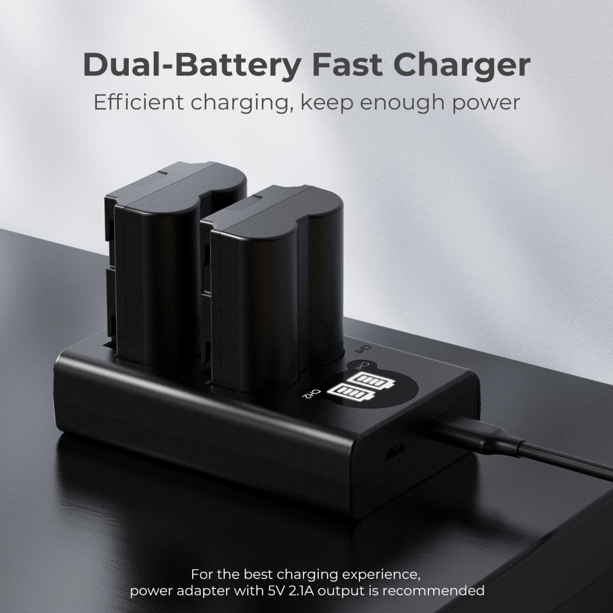 K&F Concept Dual Battery Charger NP-W235 - الصورة 6