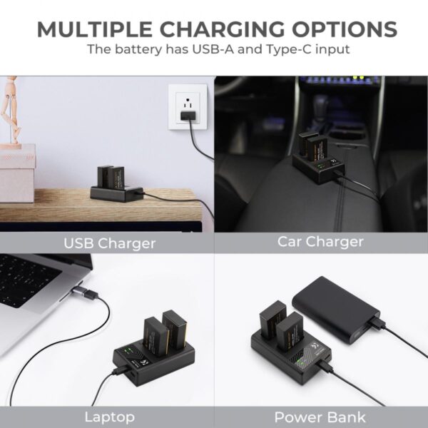 K&F Concept Canon LP-E17 Battery kit – 2 Batteries and Dual Charger - Image 2