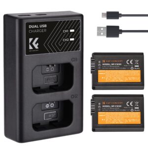 K&F Concept Sony FW 50 Battery Kit  2 Batteries and Dual Charger KF28.0015