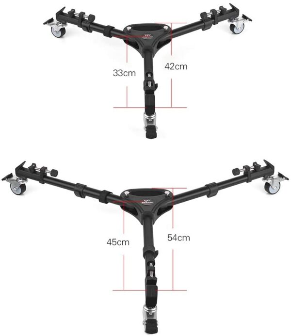 WEIFENG WT 700 Professional 3 Wheel Pulley Tripod Dolly Universal Folding Camera Tripod Dolly - Image 3