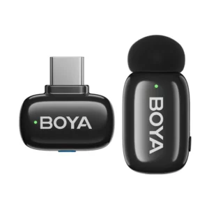 BOYA Mini 17 Tiny Wireless Microphone System With USB C Connector For Android/iOS Devices 2.4 GHz Black