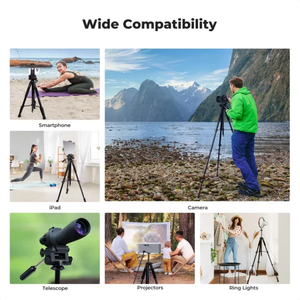 ⁦K&F Concept 190 cm Lightweight Tripod with Remote and 2-in-1 Phone Holder⁩ - الصورة ⁦2⁩