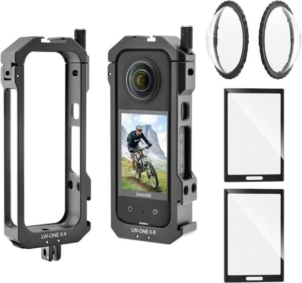 Generic Insta 360 X4 Aluminum Frame Cage Case Bag Glass Lens Guard Set