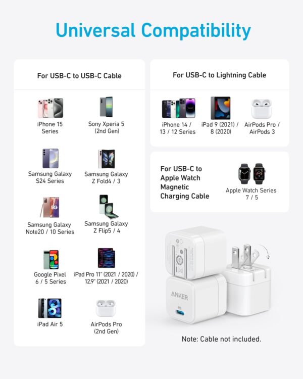 ⁦Anker PowerPort III 20W Cube Charger White⁩ - الصورة ⁦3⁩