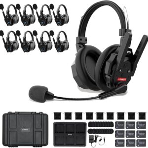 Synco Xtalk XMax9 Wireless Intercom System with 9 Single-Ear Headsets