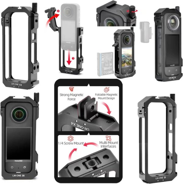 Generic Insta 360 X4 Aluminum Frame Cage Case Bag Glass Lens Guard Set - Image 4