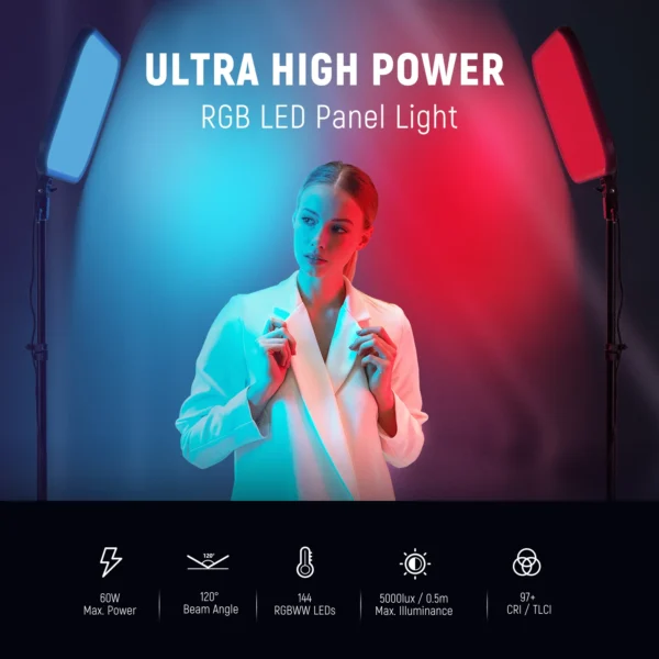 ⁦NEEWER RGB168 18.3 Inch LED Panel Video Light⁩ - الصورة ⁦8⁩