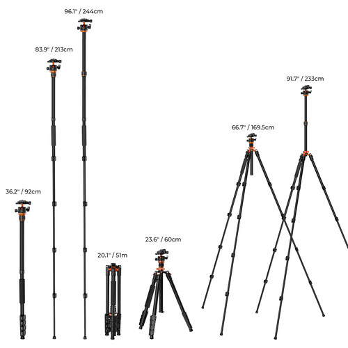 K&F Concept K255A7 Aluminum Tripod with BH-32L Ball Head - الصورة 2