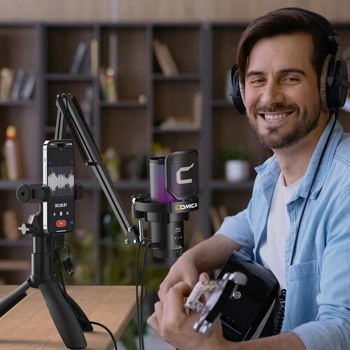 Comica Audio EJoy Uni A RGB Cardioid Condenser USB-C Microphone with Boom Arm - Image 3
