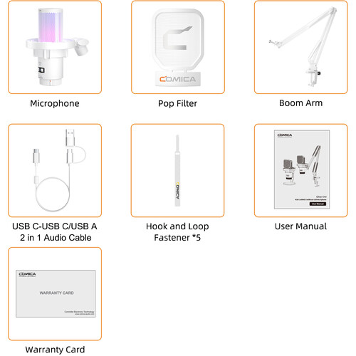 Comica Audio EJoy Uni A RGB Cardioid Condenser USB-C Microphone with Boom Arm - Image 11