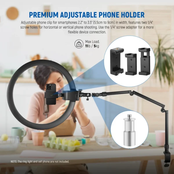 NEEWER ST3A Flexible Overhead Camera Mount Desk Stand - Image 5