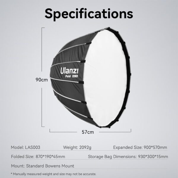 ⁦Ulanzi L055 90cm Parabolic Softbox with Bowens Mount⁩ - الصورة ⁦4⁩