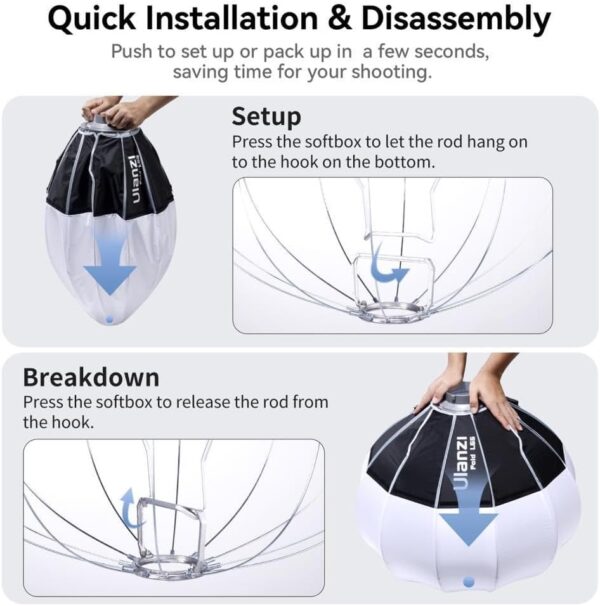 ⁦Ulanzi L063 Lantern Softbox Universal Mount 80cm⁩ - الصورة ⁦5⁩
