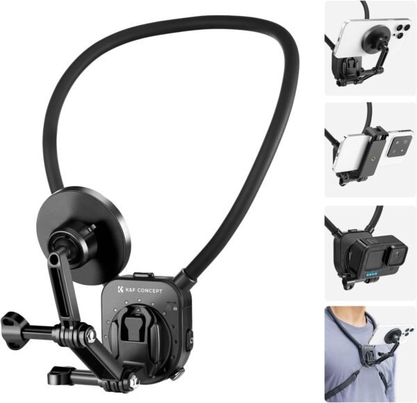 K&F Concept Magnetic Neck Phone Mount for iPhone and Action Cameras Hands-Free POV Video Holder