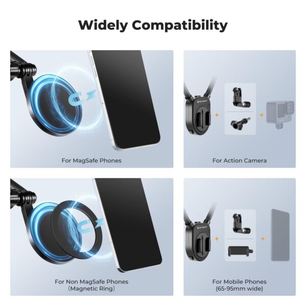 ⁦K&F Concept Magnetic Neck Phone Mount for iPhone and Action Cameras Hands-Free POV Video Holder⁩ - الصورة ⁦7⁩