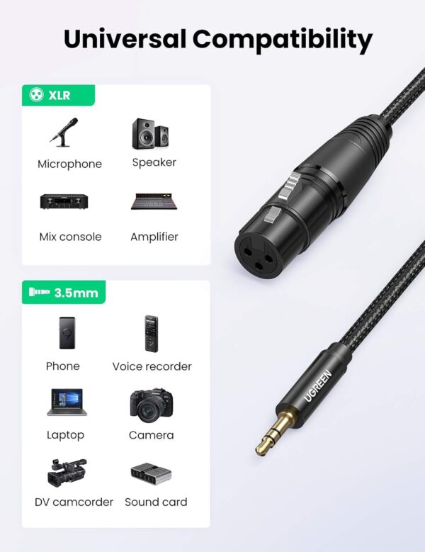 ⁦UGREEN 3.5mm to XLR Cable Male to XLR Female Microphone Cable⁩ - الصورة ⁦7⁩