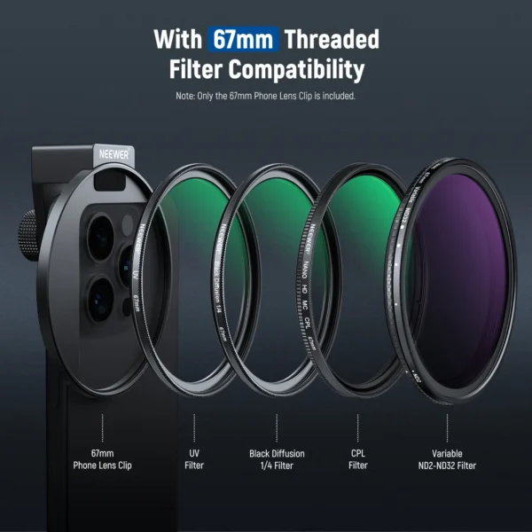 ⁦NEEWER LA006 Upgraded 67mm Phone Filter Mount⁩ - الصورة ⁦3⁩