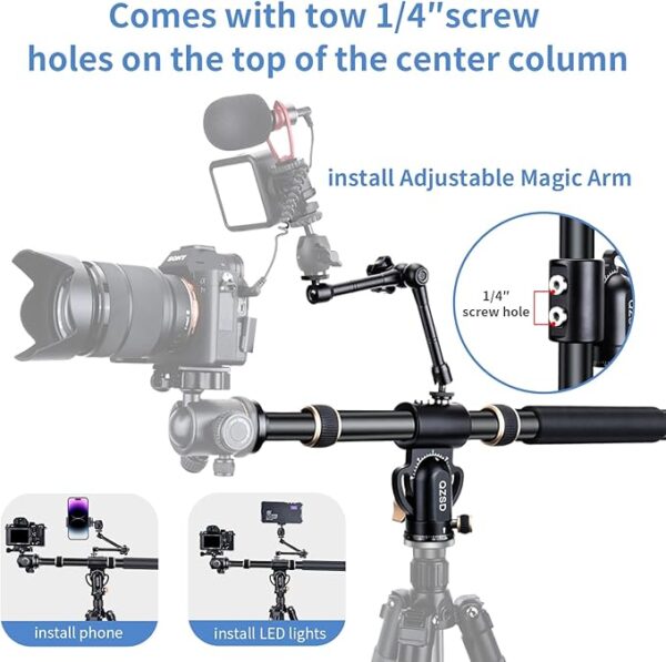 ⁦Genaric Aluminum Tripod Extension Arm with 360 Rotation for Overhead and Multi-Angle Photography⁩ - الصورة ⁦4⁩