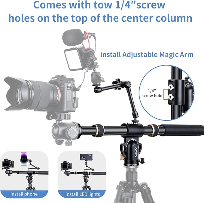Genaric Aluminum Tripod Extension Arm with 360 Rotation for Overhead and Multi-Angle Photography - الصورة 4