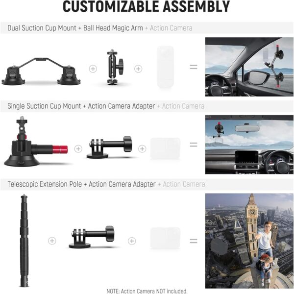 ⁦NEEWER CA065 Triple Suction Cup Car Mount⁩ - الصورة ⁦4⁩