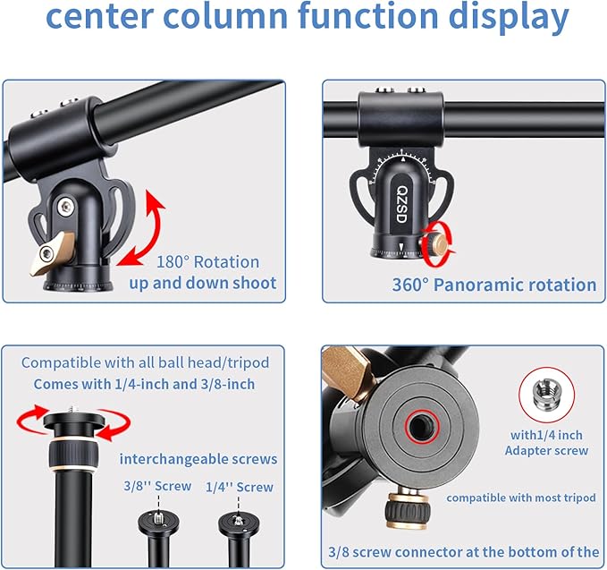 Genaric Aluminum Tripod Extension Arm with 360 Rotation for Overhead and Multi-Angle Photography - الصورة 3
