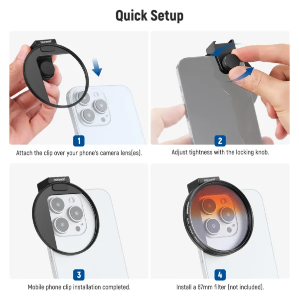 ⁦NEEWER LA006 Upgraded 67mm Phone Filter Mount⁩ - الصورة ⁦2⁩