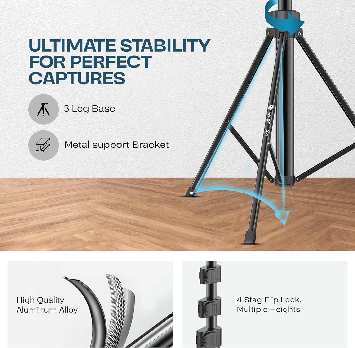 Genaric Aluminium Tripod with Bluetooth Remote - الصورة 3