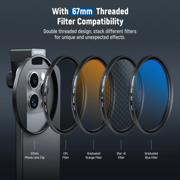 ⁦NEEWER Clip On Phone Lens Filter Kit⁩ - الصورة ⁦3⁩