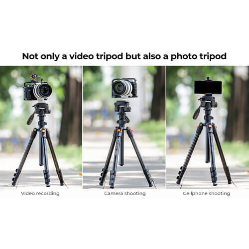 K&F Concept KF09.115V1 Lightweight Video Travel O234AO+BV01 Tripod with Smartphone Clamp - Image 2