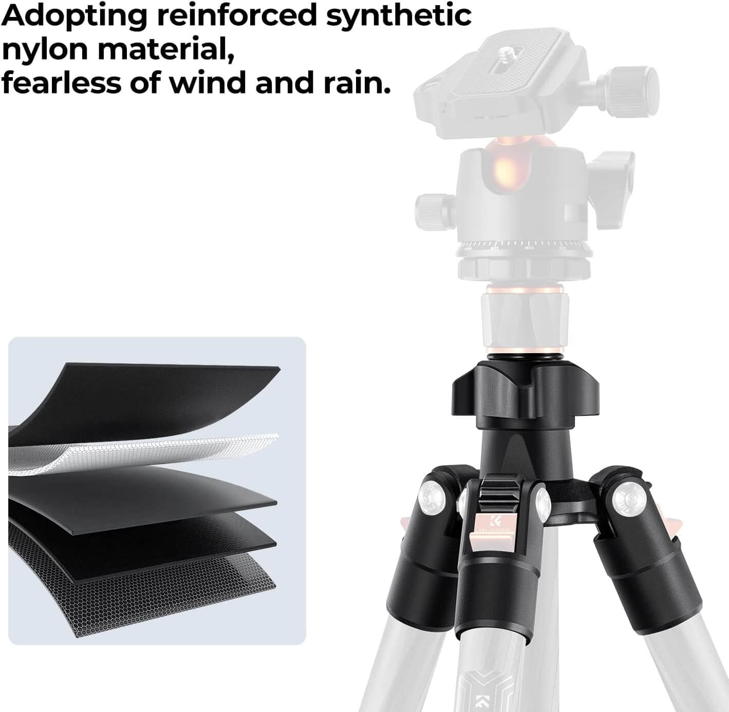 K&F Carbon Fiber 4 Section KF09123 Tripod Load Capacity 8kg O254C2 and BH-36 - الصورة 2