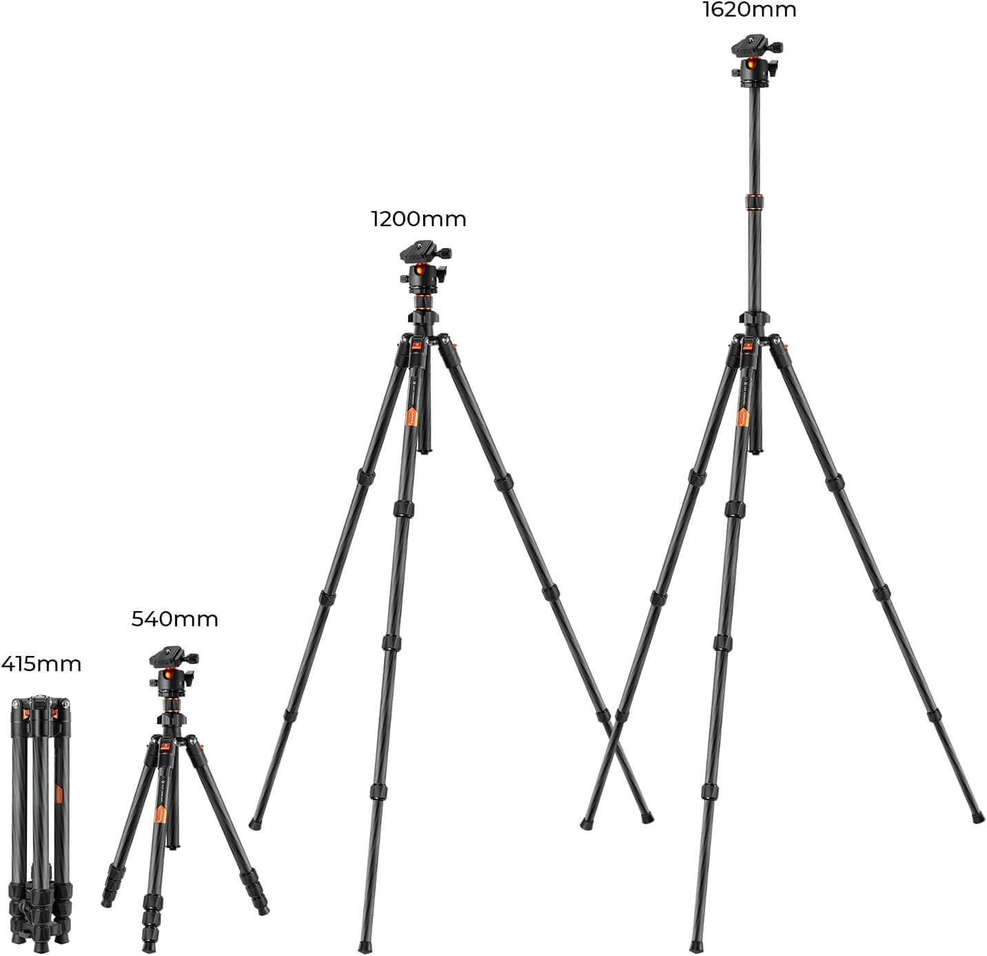 K&F Carbon Fiber 4 Section KF09123 Tripod Load Capacity 8kg O254C2 and BH-36 - الصورة 4