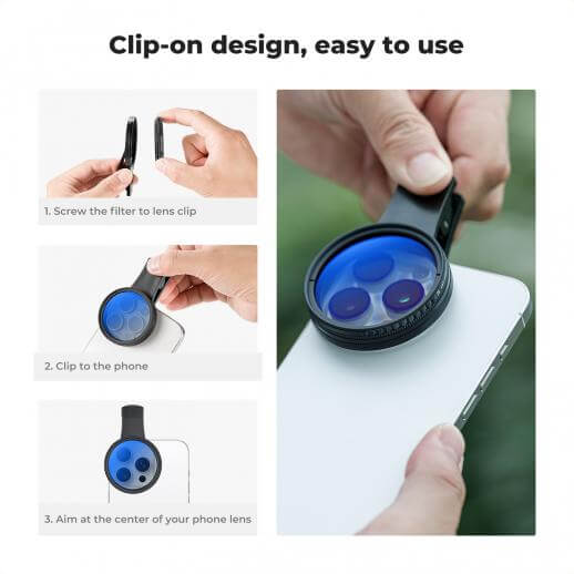 K&F Concept 52mm Clip-on CPL Phone Camera Lens Filter Kit - الصورة 5